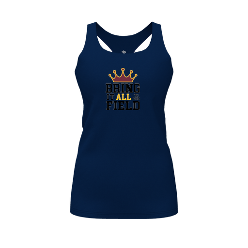 [CUS-DFW-RCBK-PER-NVY-FYS-LOGO2] Racerback Tank Top (Female Youth S, Navy, Logo 2)