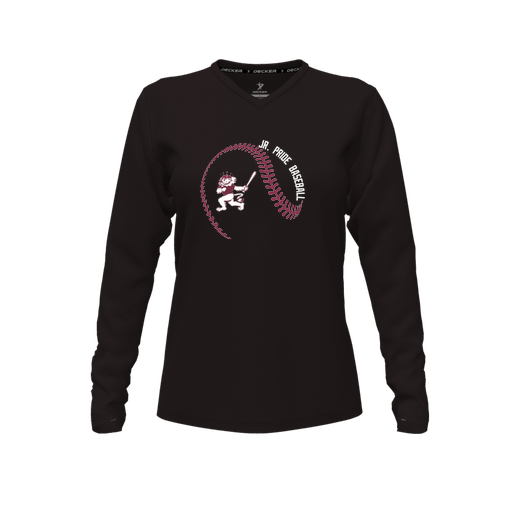 [CUS-DFW-TEES-CMF-VNK-LSL-BLK-FYXS-LOGO1] Decker Comfort T-Shirt (Female Youth XS, Black, V Neck, Logo 1, Long Sleeve)