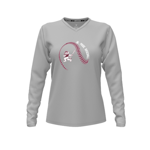 [CUS-DFW-TEES-CMF-VNK-LSL-GRY-FYXS-LOGO1] Decker Comfort T-Shirt (Female Youth XS, Gray, V Neck, Logo 1, Long Sleeve)