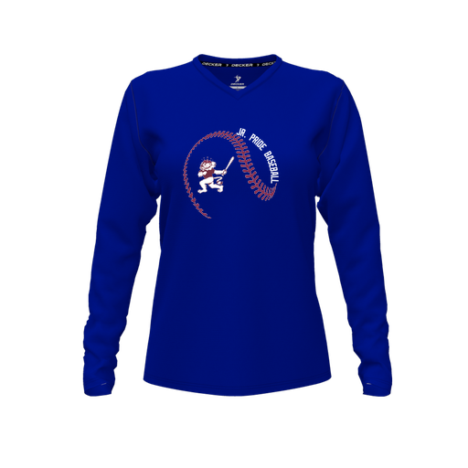 [CUS-DFW-TEES-PER-VNK-LSL-RYL-FYXS-LOGO1] Performance T-Shirt (Female Youth XS, Royal, V Neck, Logo 1, Long Sleeve)