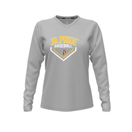 [CUS-DFW-TEES-PER-VNK-LSL-GRY-FYXS-LOGO3] Decker Performance T-Shirt (Female Youth XS, Gray, V Neck, Logo 3, Long Sleeve)