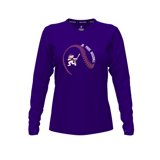 [FTLVPTPP-FYXS-LOGO1] Decker Performance T-Shirt (Female Youth XS, Purple, V Neck, Logo 1, Long Sleeve)