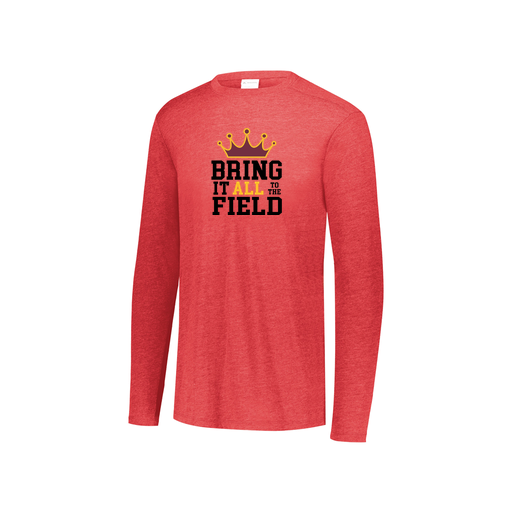 [FTLCUBRD-YS-LOGO2] Decker Youth Tri-Blend T-Shirt - Long Sleeve (Youth S, Red, Logo 2)