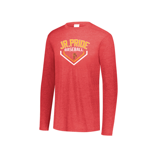 [FTLCUBRD-YS-LOGO3] Decker Youth Tri-Blend T-Shirt - Long Sleeve (Youth S, Red, Logo 3)